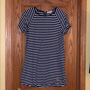 Michael KORS 1X Navy Blue Striped T-shirt Dress